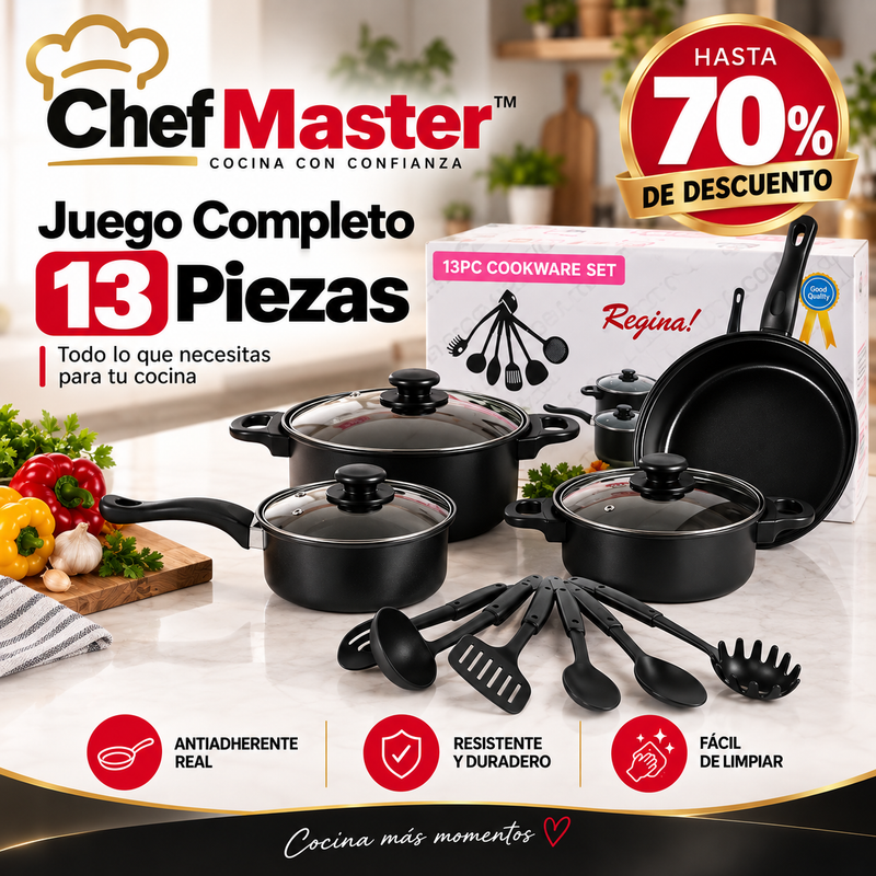 ChefMaster™ | Juego Premium Completo 13 Piezas | 70 % OFF BLACK FRIDAY DESCUENTOS ANTICIPADOS